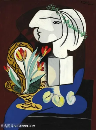 毕加索手绘彩绘艺术人物插画