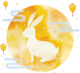 圆月卡通兔年