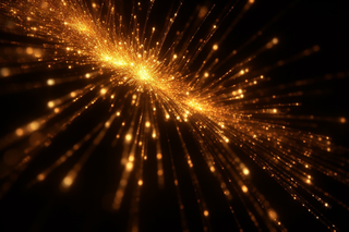 金色发光在黑色背景上爆炸明亮的闪光四射背景