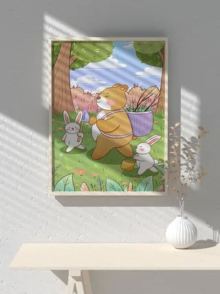 绿色创意公益植树节卡通312保护环境宣传插画