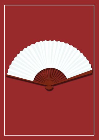 单个红色扇子样机