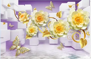 雕塑花卉蝴蝶背景墙