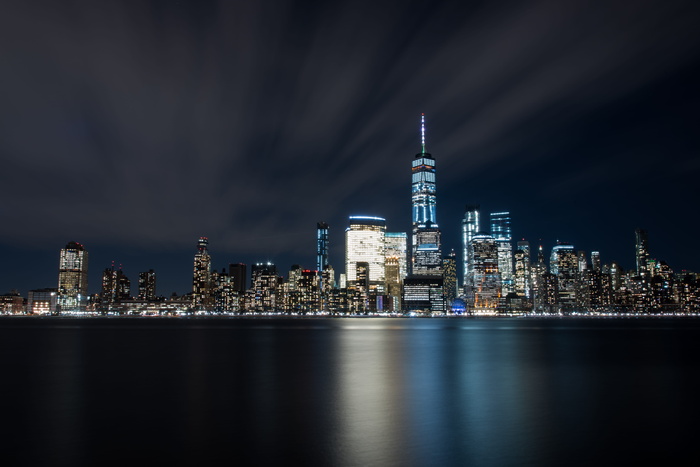 高清海滨城市夜景风景