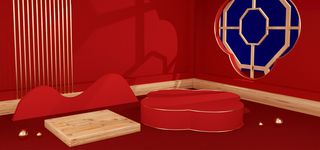 中国风国潮电商促销首页海报C4D背景图3D场景立体设计PSD素材模板