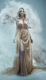 穿金色长裙贵气的欧美金发美女图片