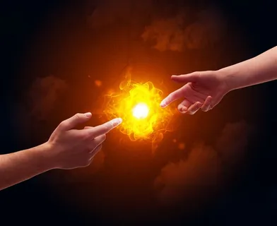 创意点击的手势双手与光效