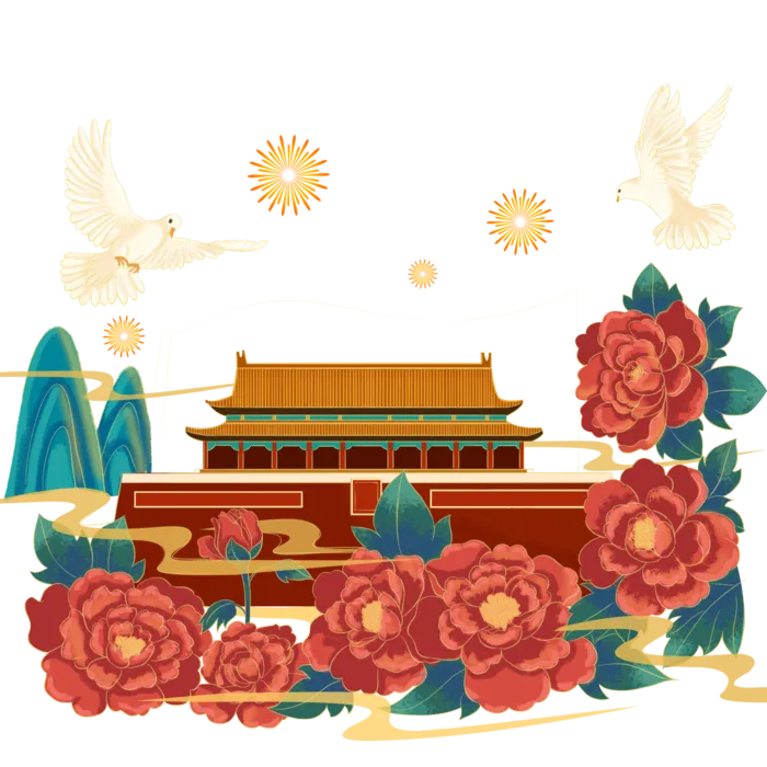 *建军节建党国庆节党建元素图片 卡通手绘PNG透明免扣PS素材