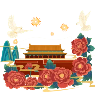 *建军节建党国庆节党建元素图片 卡通手绘PNG透明免扣PS素材