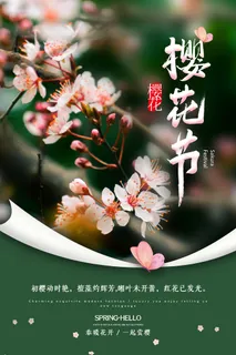 樱花季樱花节赏樱春天春季郊游踏青春游旅游海报PSD素材模板设计