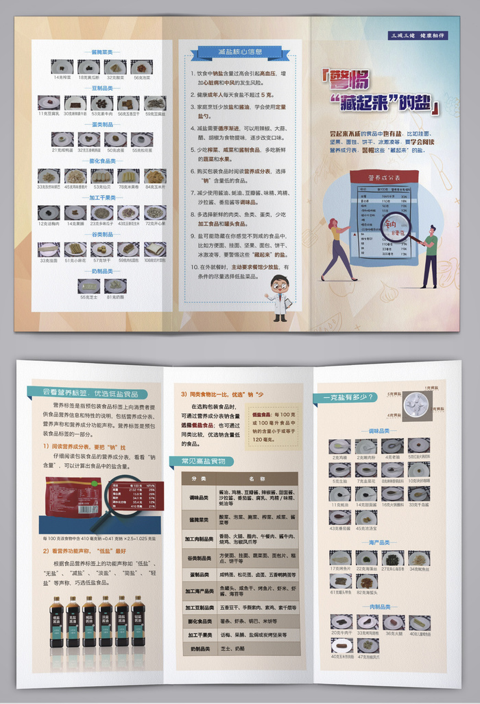 盐的知识减盐宣传三折页cdr矢量模版下载