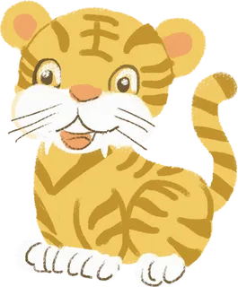 卡通小老虎PNG免抠插画素材可爱动物老虎插画贴图PNG免抠设计素材