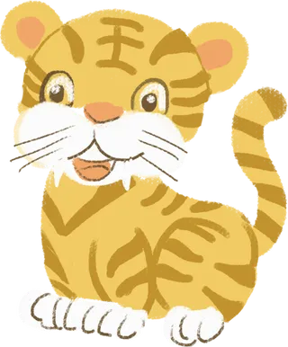 卡通小老虎PNG免抠插画素材可爱动物老虎插画贴图PNG免抠设计素材