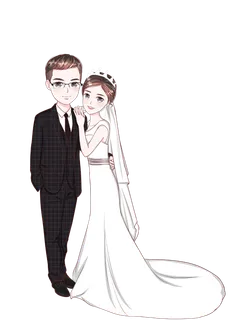 婚纱卡通人物婚礼白纱结婚婚纱摄影手绘