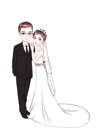 婚纱卡通人物婚礼白纱结婚婚纱摄影手绘