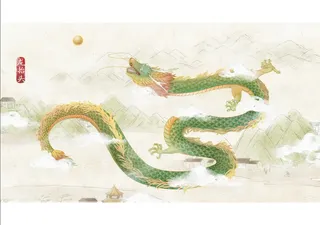 国画风龙抬头插画