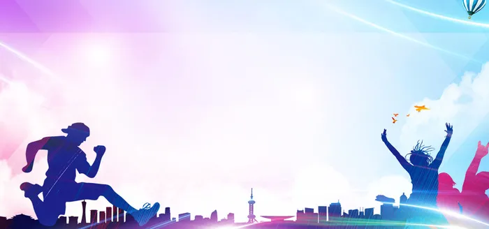 色彩青春毕业城市背景PSD素材