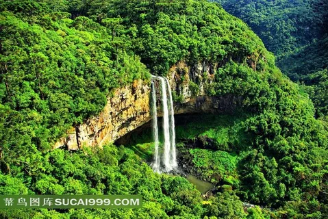超大尺寸-雨林悬崖瀑布高清壁纸素材