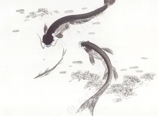 国画鱼虾蟹龟大图图片素材