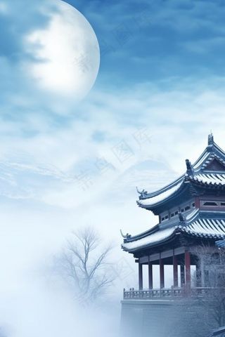 小雪冬季国风冰冷淡雅节气海报背景