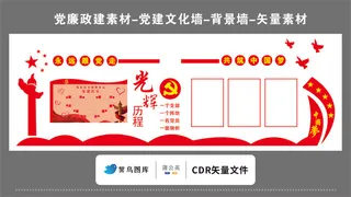 党建文化墙党建素材CDR预览图红色背景跟党走中国梦服务站
