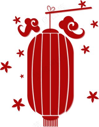 中国风 手绘 卡通元素 传统 复古红 灯笼装饰 PNG 免抠 