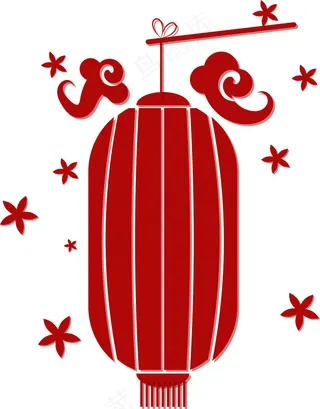 中国风 手绘 卡通元素 传统 复古红 灯笼装饰 PNG 免抠 