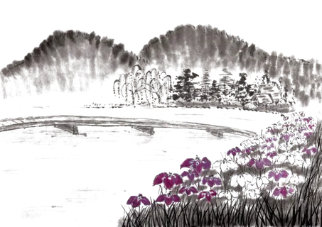 山水画素材中国风水墨画素材元素中国画