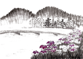 山水画素材中国风水墨画素材元素中国画