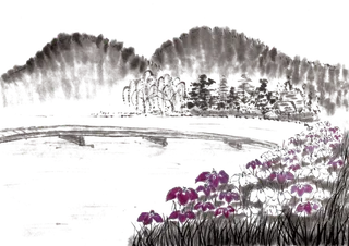 山水画素材中国风水墨画素材元素中国画