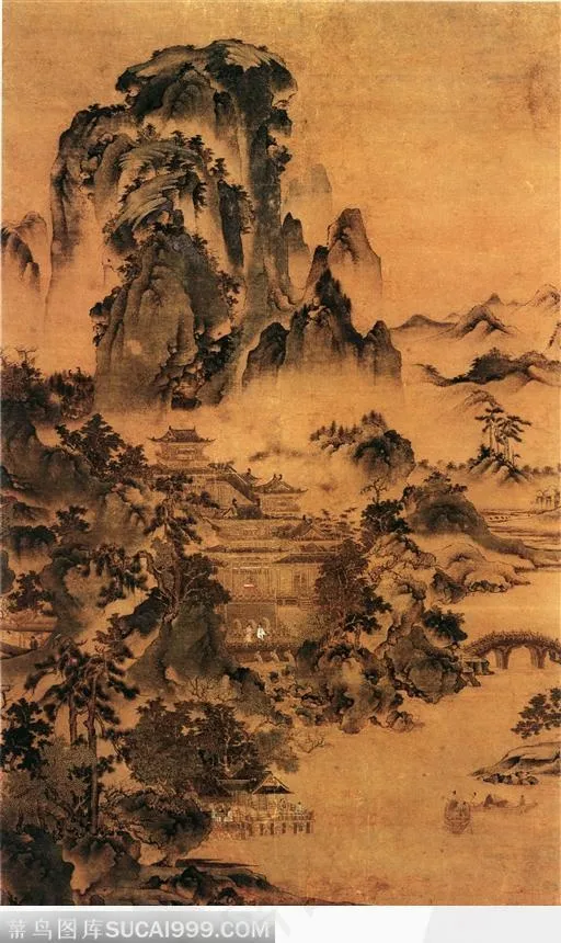 青山画阁图