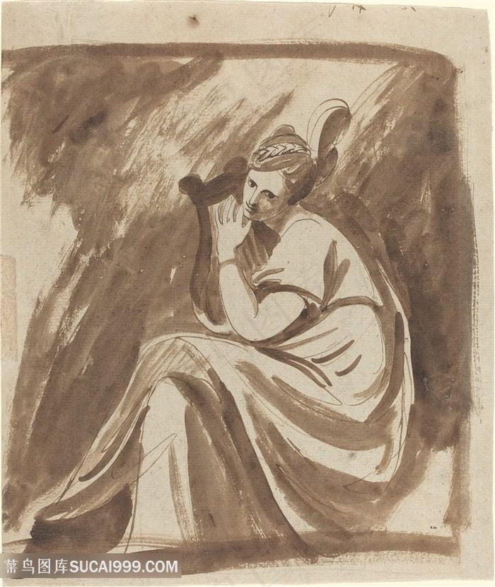 素描人物时尚装饰画挂画