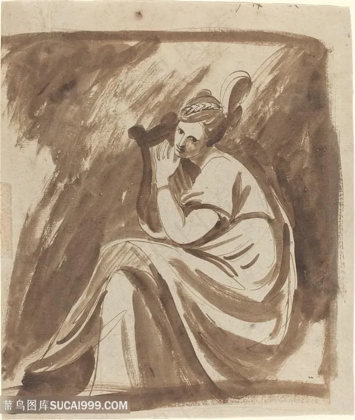 素描人物时尚装饰画挂画