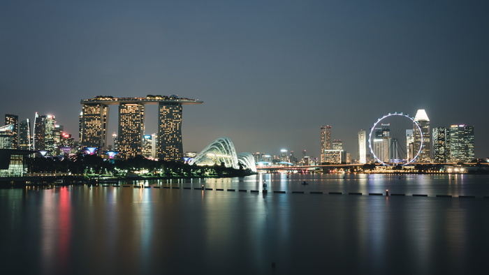 高清唯美城市夜景海边夜景