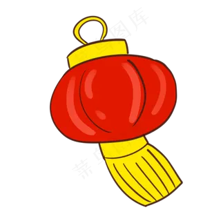 中国风 手绘 卡通元素 传统 复古红 灯笼装饰 PNG 免抠 