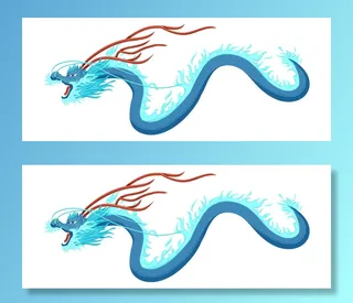 手绘国潮中国风神龙凤凰卡通形象插画装饰元素图案PSD设计素材