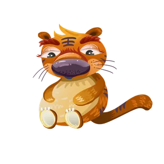 卡通小老虎PNG免抠插画素材可爱动物老虎插画贴图PNG免抠设计素材