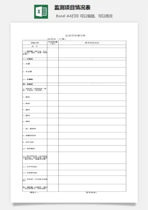 监测项目情况表excel模板