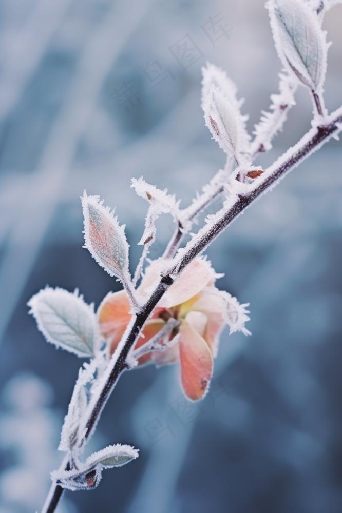 雪花枝叶白色背景(896x1344)