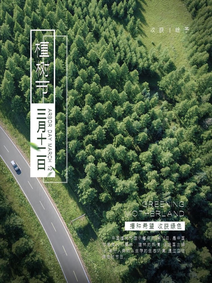 植树节3.12海报psd模版下载