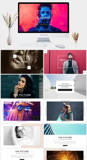 极简影像PPT模板预览图
