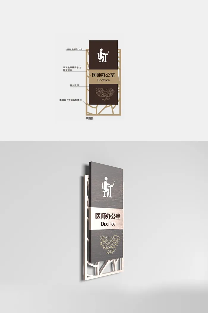 仿古诊室门牌医师办公门牌导视牌cdr矢量模版下载