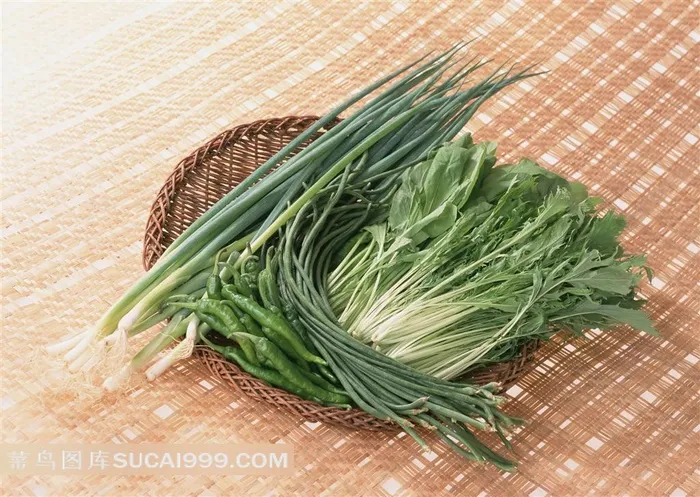 辣椒小葱高清摄影素材