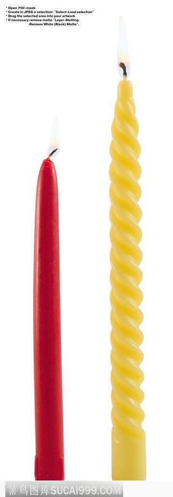 节日饰品-红黄两色的蜡烛