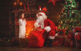 圣诞节室内圣诞老人人物场景圣诞送礼物(49)