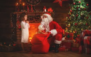 圣诞节室内圣诞老人人物场景圣诞送礼物(49)