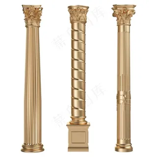 三款欧式复古金色柱子高清图片
