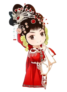 卡通京剧戏剧人物脸谱插画PNG图片 国潮中国风Q版戏剧人物PS素材