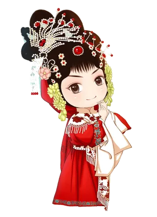 卡通京剧戏剧人物脸谱插画PNG图片 国潮中国风Q版戏剧人物PS素材