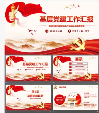 党课党建工作汇报PPT模板预览图