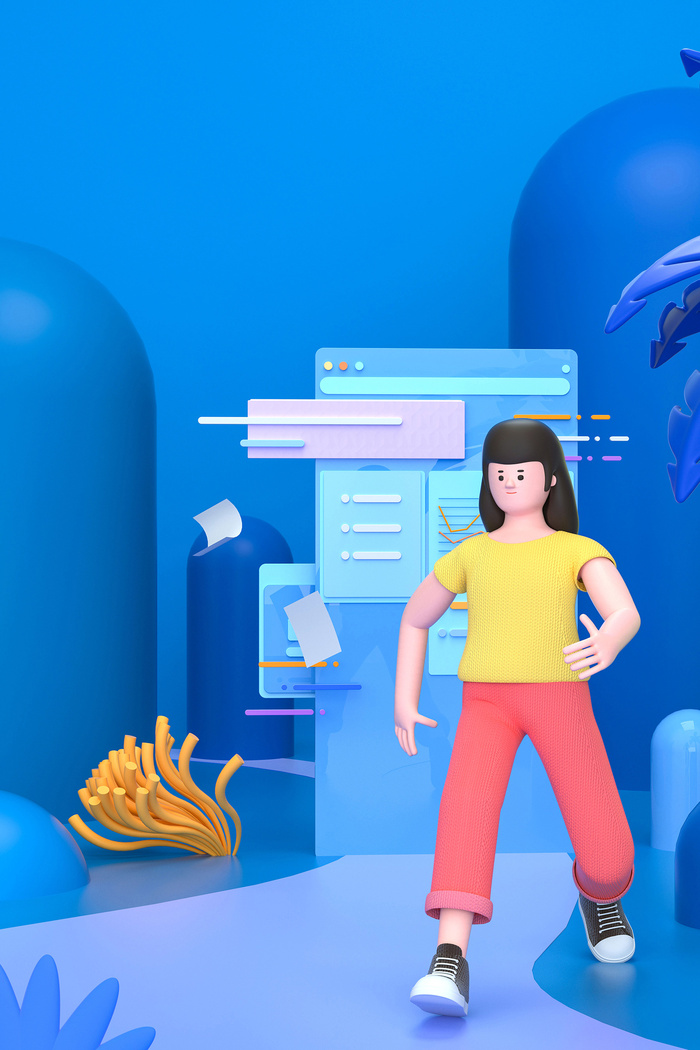简约c4d商务立体三维蓝色